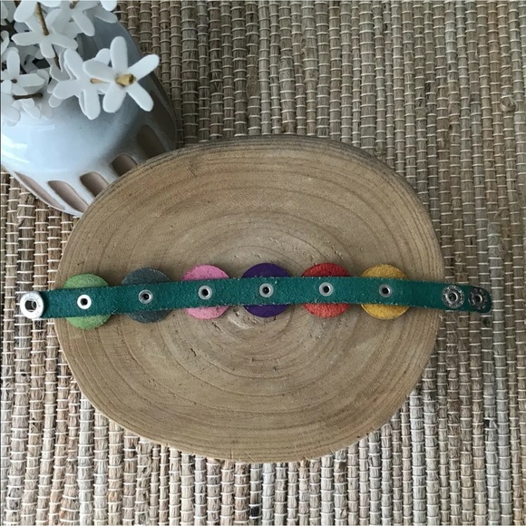 LAST 1! NEW 100% Leather Daisy Bracelet Handmade Mexico Boho 2-Snap Festival - Picture 11 of 12